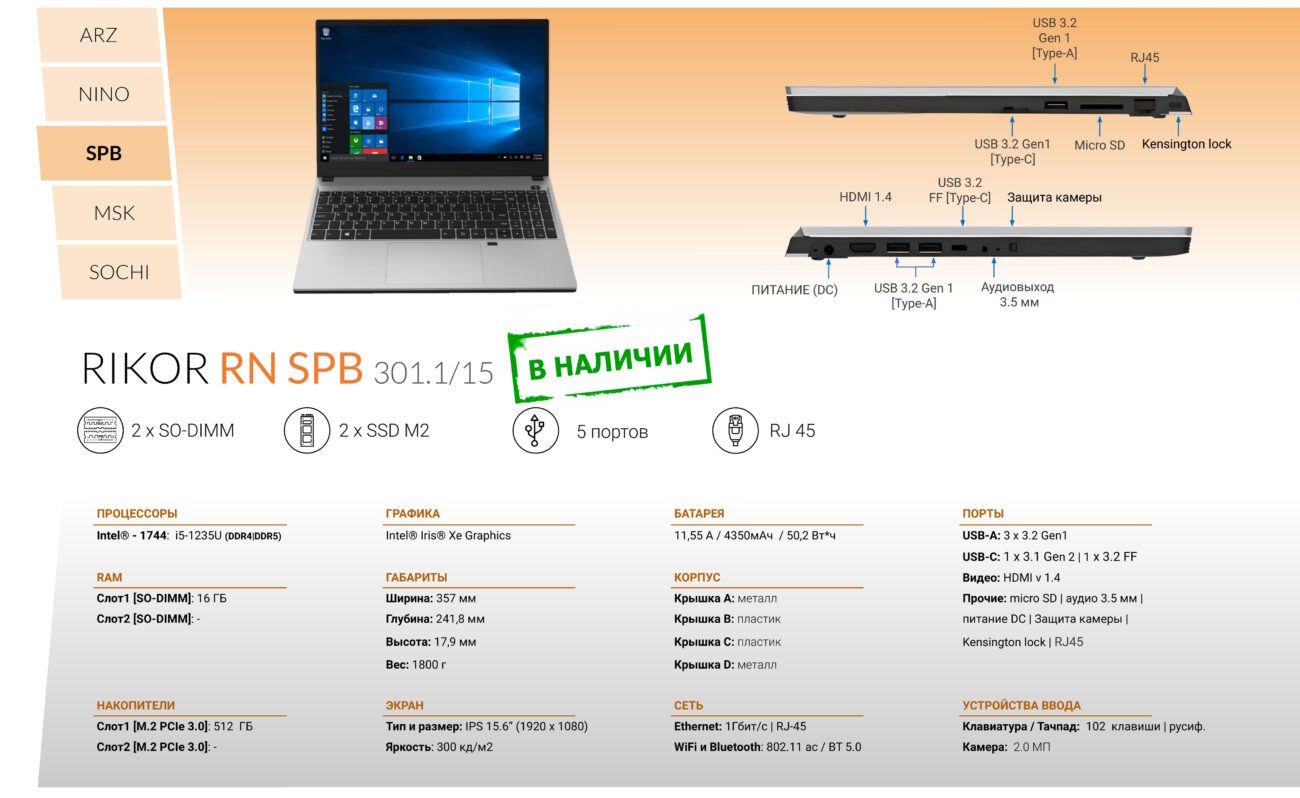 Ноутбук RIKOR RN SPB 301.1/15 – Группа Компаний Рикор